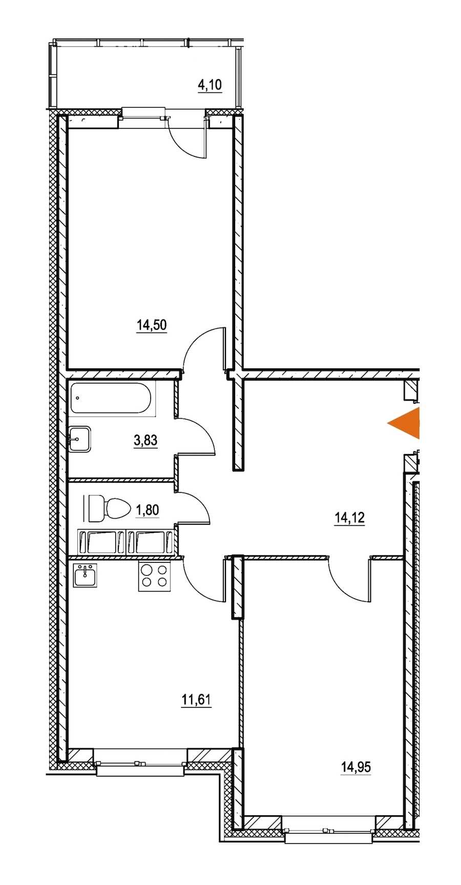 Двухкомнатная квартира в : площадь 62.04 м2 , этаж: 19 – купить в Санкт-Петербурге